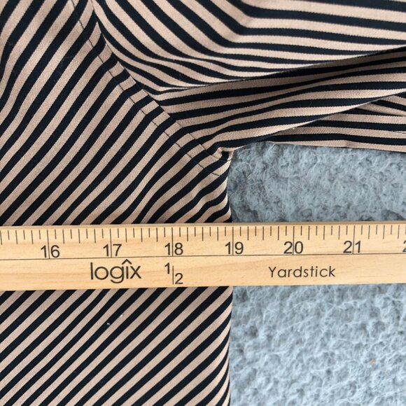Chicos Shirt Womens 0 US Small Brown No Iron Sateen Striped Long Sleeve Button - Picture 9 of 11